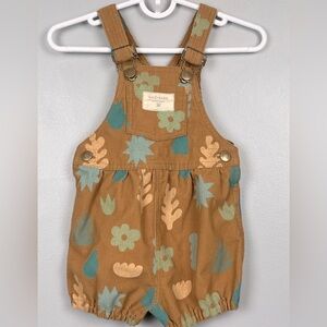 Wild Wawa leaf & flower print overall bib style romper